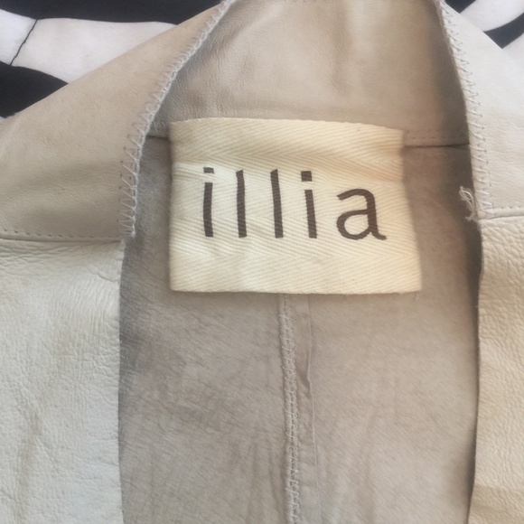 Illia Off White Leather/Linen Asymmetrical Hem Jkt - Picture 3 of 6